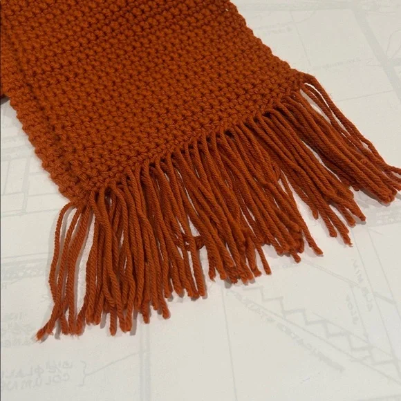 Cozy Handmade Orange Knit Scarf - Picture 6 of 7